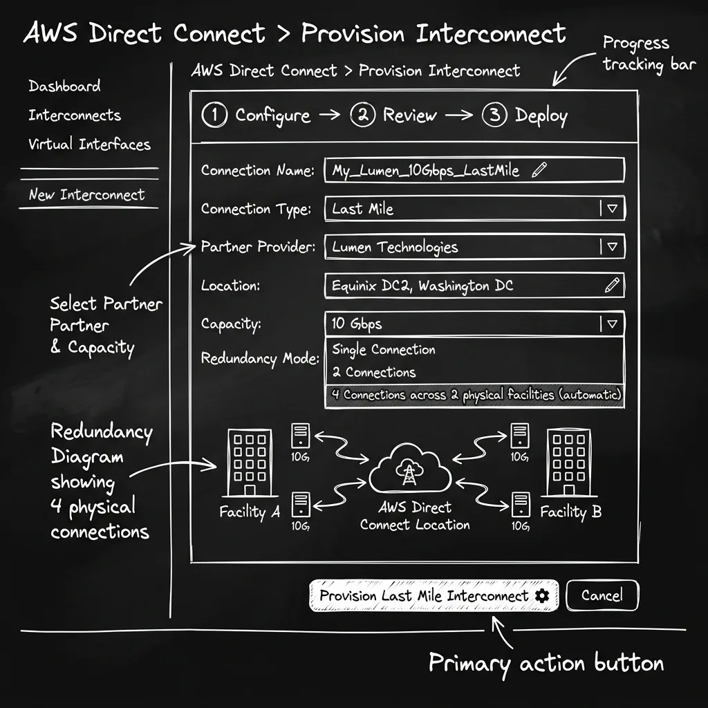 AWS Interconnect Last Mile Console Configuration