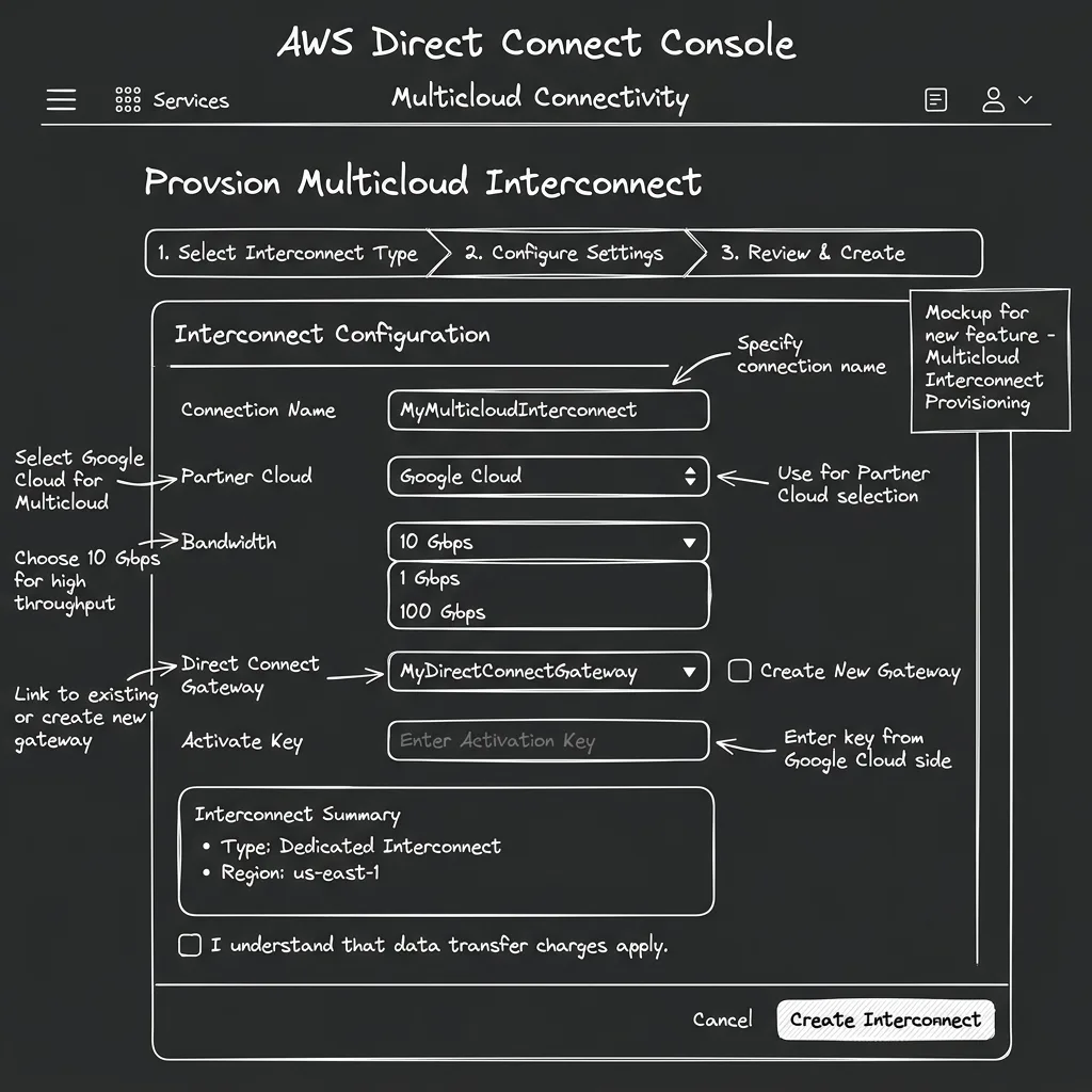 AWS Interconnect Multicloud Provisioning Console