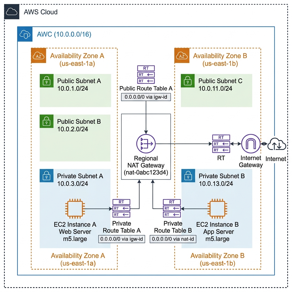 AWS Regional NAT Gateway Architecture Diagram